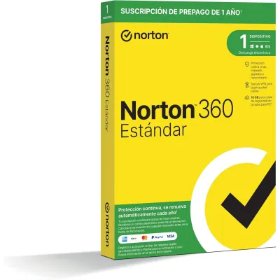 Norton 360 Estándar 2024 | 1 Dispositivo + 10GB Nube PC/Mac | 1