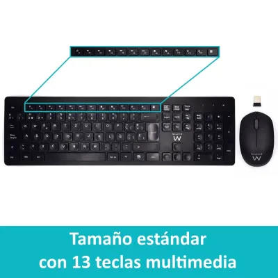 Ewent teclado+ratón inalámbrico ew3256 negro Ewent teclado+ratón inalámbrico ew3256 negro