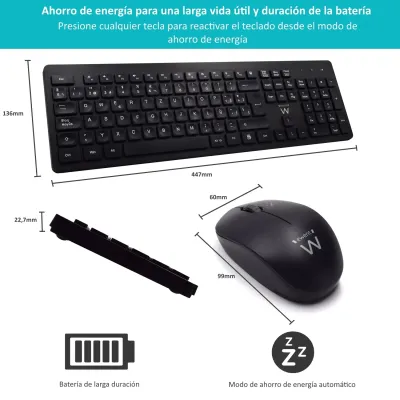 Ewent teclado+ratón inalámbrico ew3256 negro Ewent teclado+ratón inalámbrico ew3256 negro
