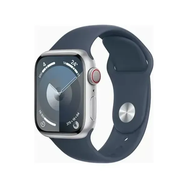 Apple Watch Series 9 GPS + Cellular 41mm Caja de Aluminio Plata con Correa Deportiva Azul Tempestad