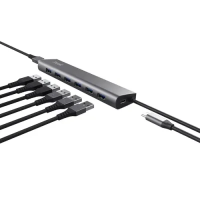 Trust Halyx HUB USB a 7 Puertos USB 3.2 Gris