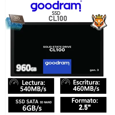 GoodRam CL100 Gen.3 SSD 960GB 2.5" SATA III GoodRam CL100 Gen.3 SSD 960GB 2.5" SATA III