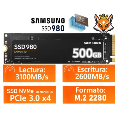 Samsung 980 SSD 500GB PCIe 3.0 NVMe M.2 a 2900MB/s