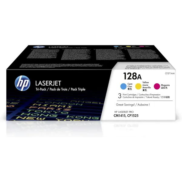HP 128A Multipack Cian Magenta Amarillo Original | Tóner CF371AM