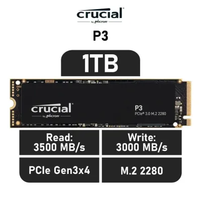 Disco Duro Crucial P3 1TB Disco SSD 3500MB/S NVMe PCIe 3.0 M.2 Disco Duro Crucial P3 1TB Disco SSD 3500MB/S NVMe PCIe 3.0 M.2