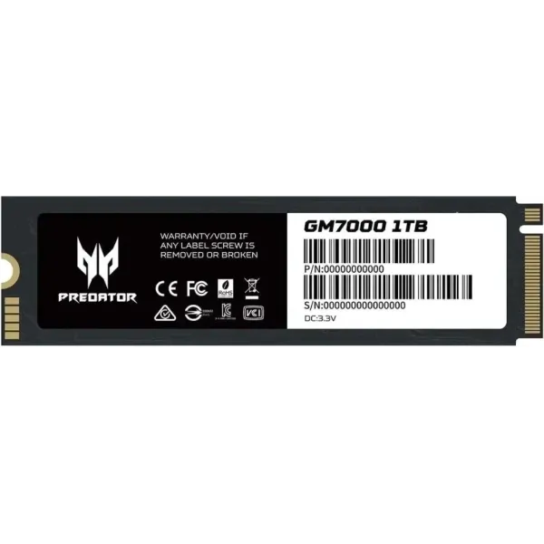 Disco Duro Acer Predator GM7 1TB Disco SSD 7400MB/S NVMe PCIe 4.0 M.2 Gen4