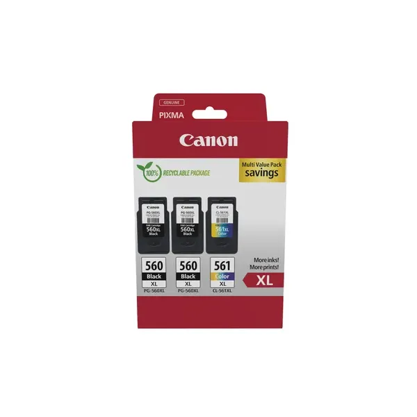 Cartucho de Tinta Original Canon PG-560XL + CL-561XL Multipack Alta Capacidad/ 2x Negro/ Tricolor