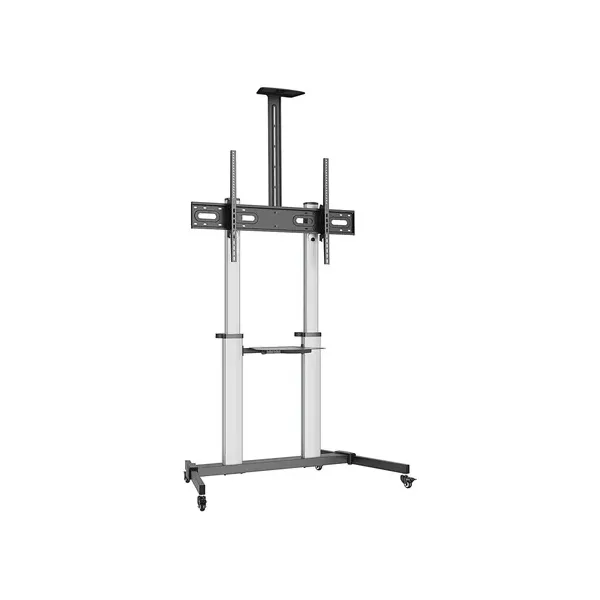Aisens Soporte de Suelo PRO con Ruedas Bandeja DVD/Cámara para Monitor/TV 100Kg 60-100 Negro/Plata 