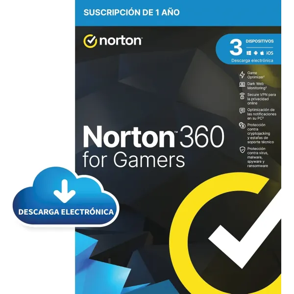 Norton 360 for Gamers 2024 | 3 Dispositivos + 50GB Nube PC/Mac/Android/iOS | 1 año | Descarga/email