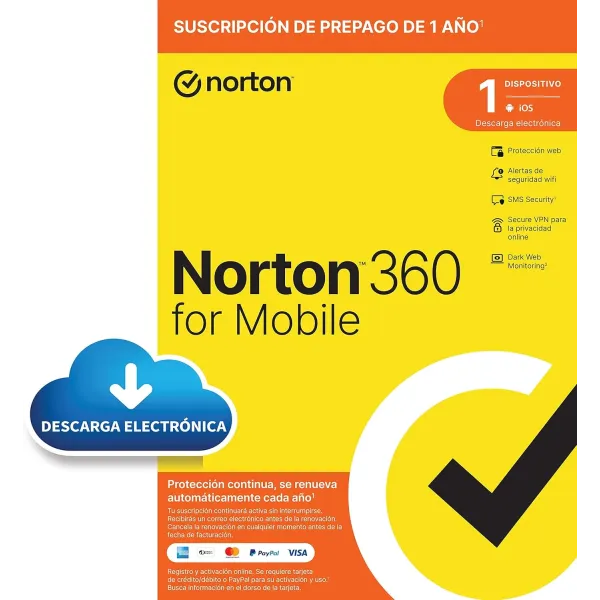 Norton 360 Mobile | 1 Dispositivo Android/iOS | 1 año | Descarga/email