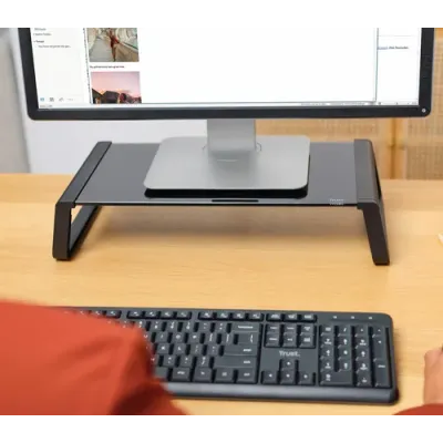 Trust Monta Soporte para Monitor de Cristal Templado Negro