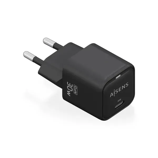 Cargador Gan de Pared Aisens ASCH-30W1P019-BK/ 1xUSB Tipo-C/ 30W