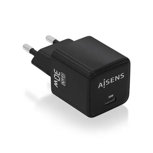 Cargador Gan de Pared Aisens ASCH-30W1P036-BK/ 1xUSB Tipo-C/ 30W