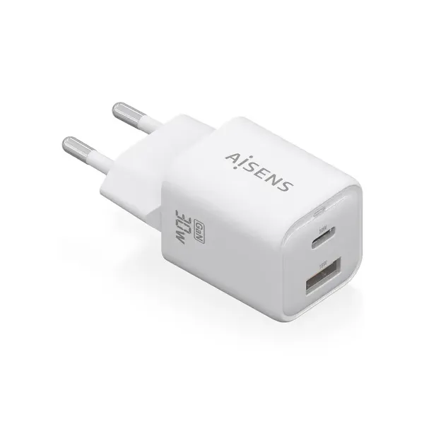 Cargador Gan de Pared Aisens ASCH-30W2P020-W/ 1xUSB Tipo-C/ 1xUSB/ 30W