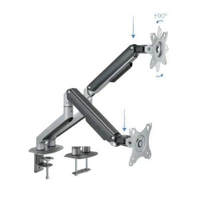 TooQ DB4132TNR-G Soporte de Mesa Giratorio/Inclinable para 2