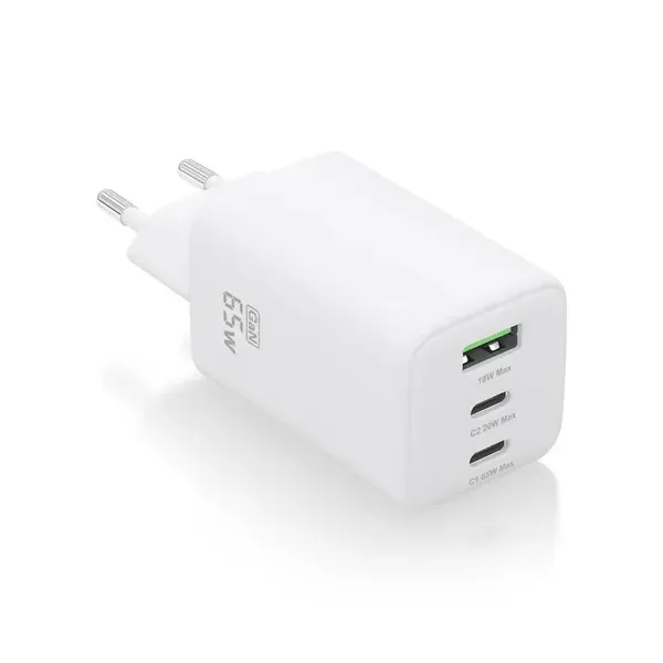 Cargador Gan de Pared Aisens ASCH-65W3P041-W/ 2xUSB Tipo-C/ 1xUSB/ 65W