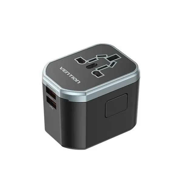 Cargador de Pared Universal Vention FJCB0/ Toma de Corriente Universal/ 1xUSB Tipo-C/ 2xUSB/ 20W
