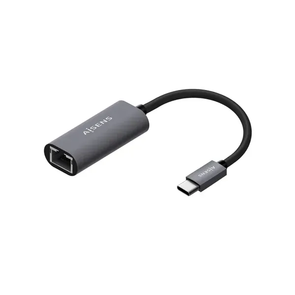 Adaptador USB Tipo-C Aisens A109-0709/ USB Tipo-C Macho - RJ45 Hembra/ 1000Mbps/ 15cm/ Gris