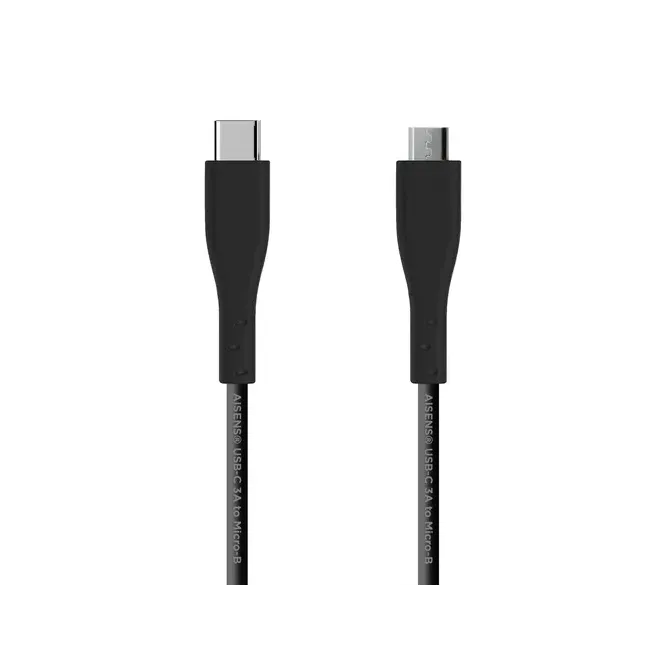 Aisens Cable USB 2.0 3A Tipo C Macho a Micro B Macho 2m Negro