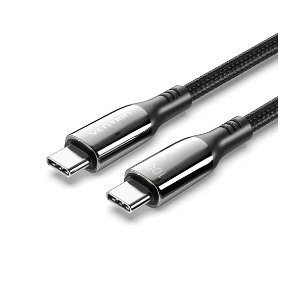Cable USB 2.0 Tipo-C 5A 100W Vention CTKBAV/ USB Tipo-C Macho - USB Tipo-C Macho/ Hasta 100W/ 480Mbps/ 1.2m/ Negro