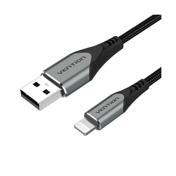 Cable USB 2.0 Lightning Vention LABHH/ USB Macho - Lightning Macho/ Hasta 12W/ 480Mbps/ 2m/ Gris