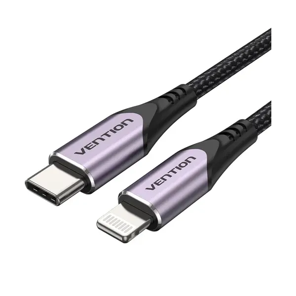 Cable USB 2.0 Tipo-C Lightning Vention TACVF/ USB Tipo-C Macho - Lightning Macho/ Hasta 27W/ 480Mbps/ 1m/ Morado