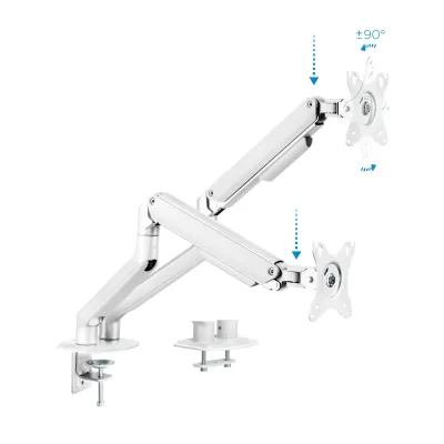 TooQ DB4132TNR-W Soporte de Mesa Giratorio/Inclinable para 2