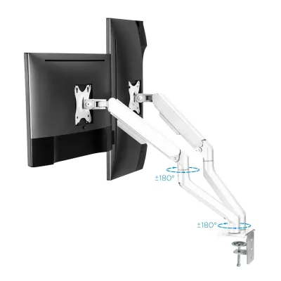 TooQ DB4132TNR-W Soporte de Mesa Giratorio/Inclinable para 2