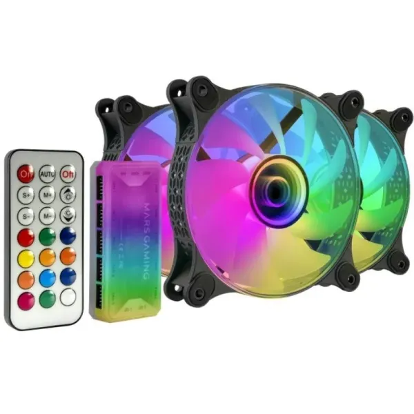 Mars Gaming MF-3DKIT Kit 3 Ventiladores ARGB 12cm Espejo Infinito Negro