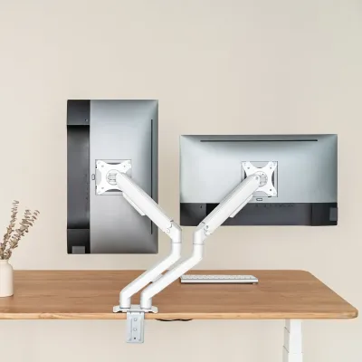 TooQ DB4132TNR-W Soporte de Mesa Giratorio/Inclinable para 2