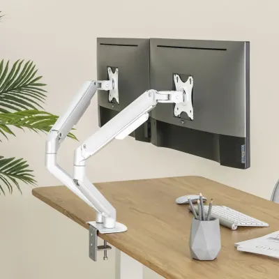 TooQ DB4132TNR-W Soporte de Mesa Giratorio/Inclinable para 2