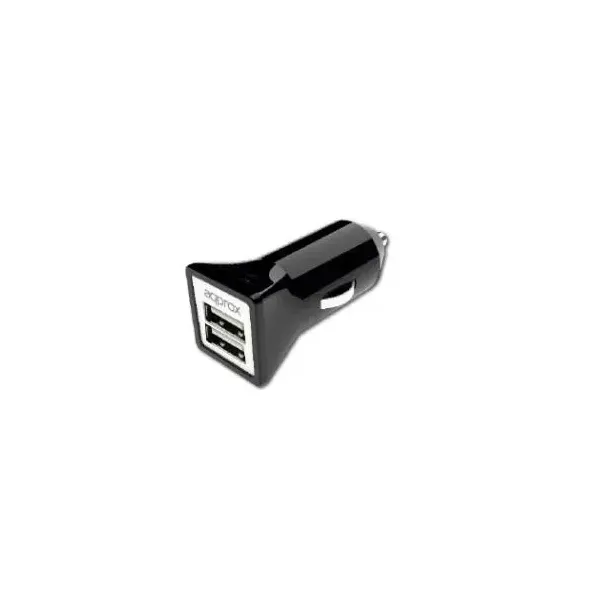 Approx Cargador de Coche 2 Puertos USB Negro 