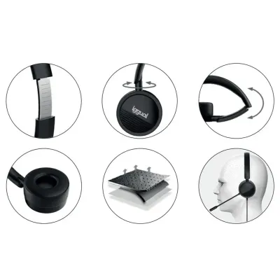 Iggual Dual Tech Auriculares con Micrófono Negros Iggual Dual Tech Auriculares con Micrófono Negros