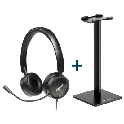Iggual Dual Tech Set Auriculares con Micrófono + Soporte Negros Iggual Dual Tech Set Auriculares con Micrófono + Soporte Negros