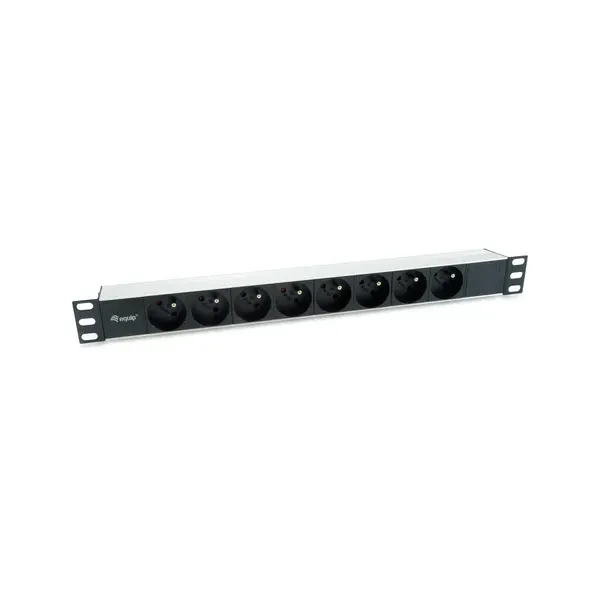 Regleta Alimentacion Aluminio Rack 19" 1u 8 Tomas Tipo Shucko Euro Cable 1.8m