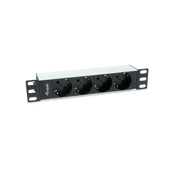 Regleta Alimentacion Aluminio Rack 10" 1u 4 Tomas Tipo Shucko Euro Cable 1.5m