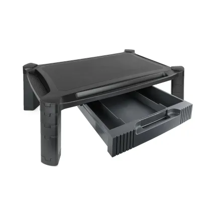 TooQ Soporte Elevador Regulable Multiusos con Cajón Negro