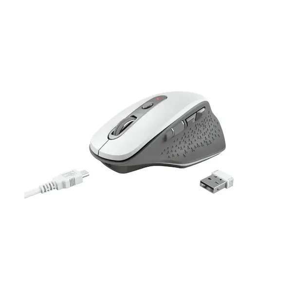 Trust Ozaa Ratón Ergonómico Inalámbrico 2400DPI Blanco