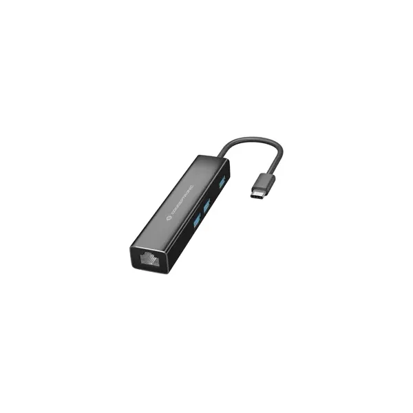 Conceptronic DONN07B Hub USB-C a 3x USB 3.0/RJ-45