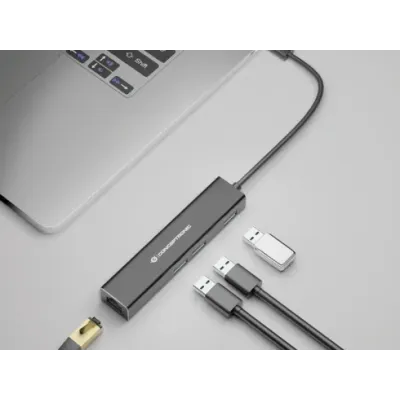 Conceptronic DONN07B Hub USB-C a 3x USB 3.0/RJ-45