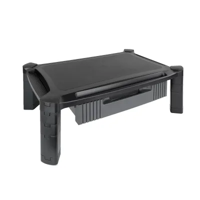 TooQ Soporte Elevador Regulable Multiusos con Cajón Negro