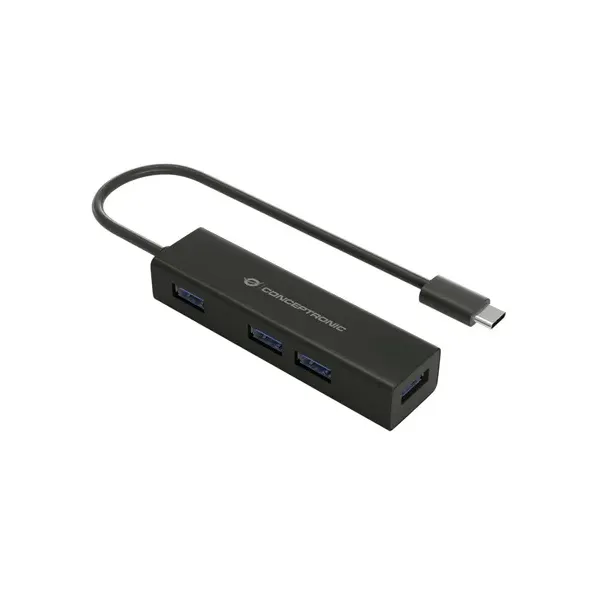 Conceptronic HUBBIES07B Hub 4x USB 3.0 Aluminio Negro