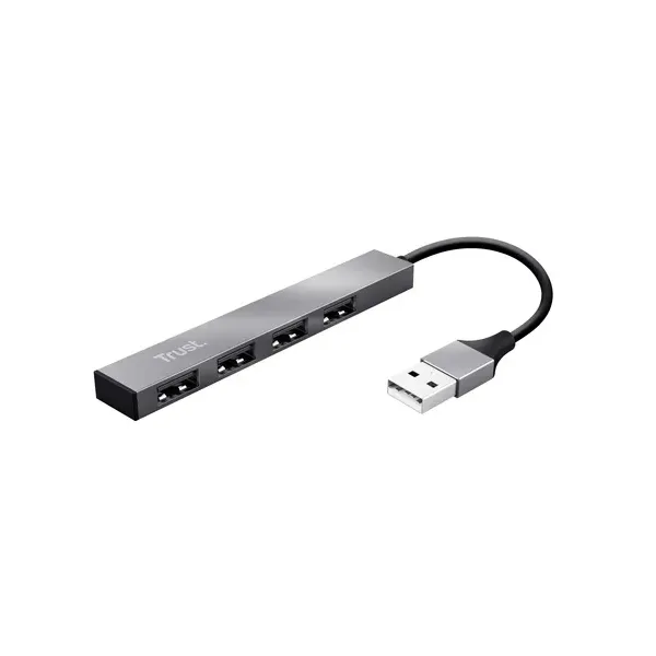 Hub Usb 2.0 Trust Halyx Aluminium A 4xusb-a 2.0 Diseño Metalico Y Compacto Hasta 480 Mbps 23786