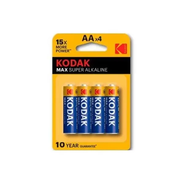 Pila Kodak Super Alcalina Max Lr6 Aa Pack 4 ( 2800 Mah At 75 Ohms To 0.8 Volts ) (ecotasas Incluidas)