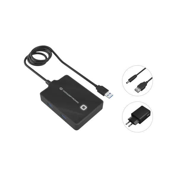 Conceptronic HUBBIES11BP HUB 4 Puertos USB 3.0 + Adaptador de Alimentación