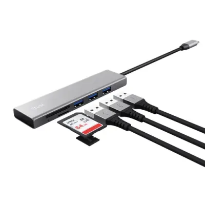 Trust Halyx Hub Multipuerto USB-C con Lector de Tarjetas