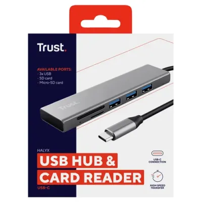 Trust Halyx Hub Multipuerto USB-C con Lector de Tarjetas