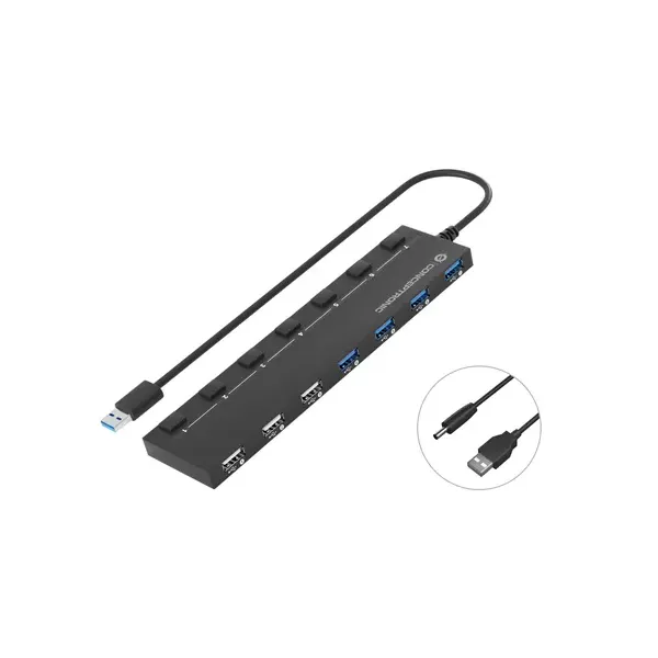 Conceptronic HUBBIES09B HUB USB 3.0 4x Puertos USB 3.0 + 3x Puertos USB 2.0 con Interruptores
