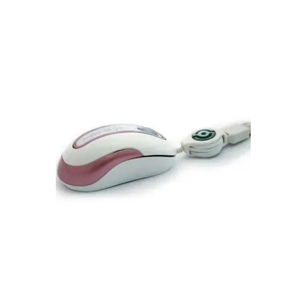 Mouse 3free Mini Optico Usb Msm201/wp Cable Retractil Blanco Rosa