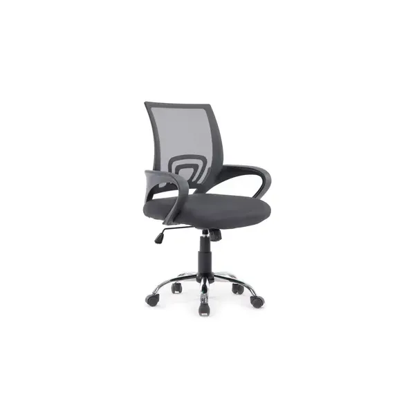 Silla De Oficina Equip De Malla Color Gris Oscuro Recubrimiento Pu De Alta Calidad Diseño Ergonomico
